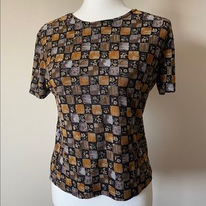 Vintage Semi-Sheer Checkered Tee Shirt Top